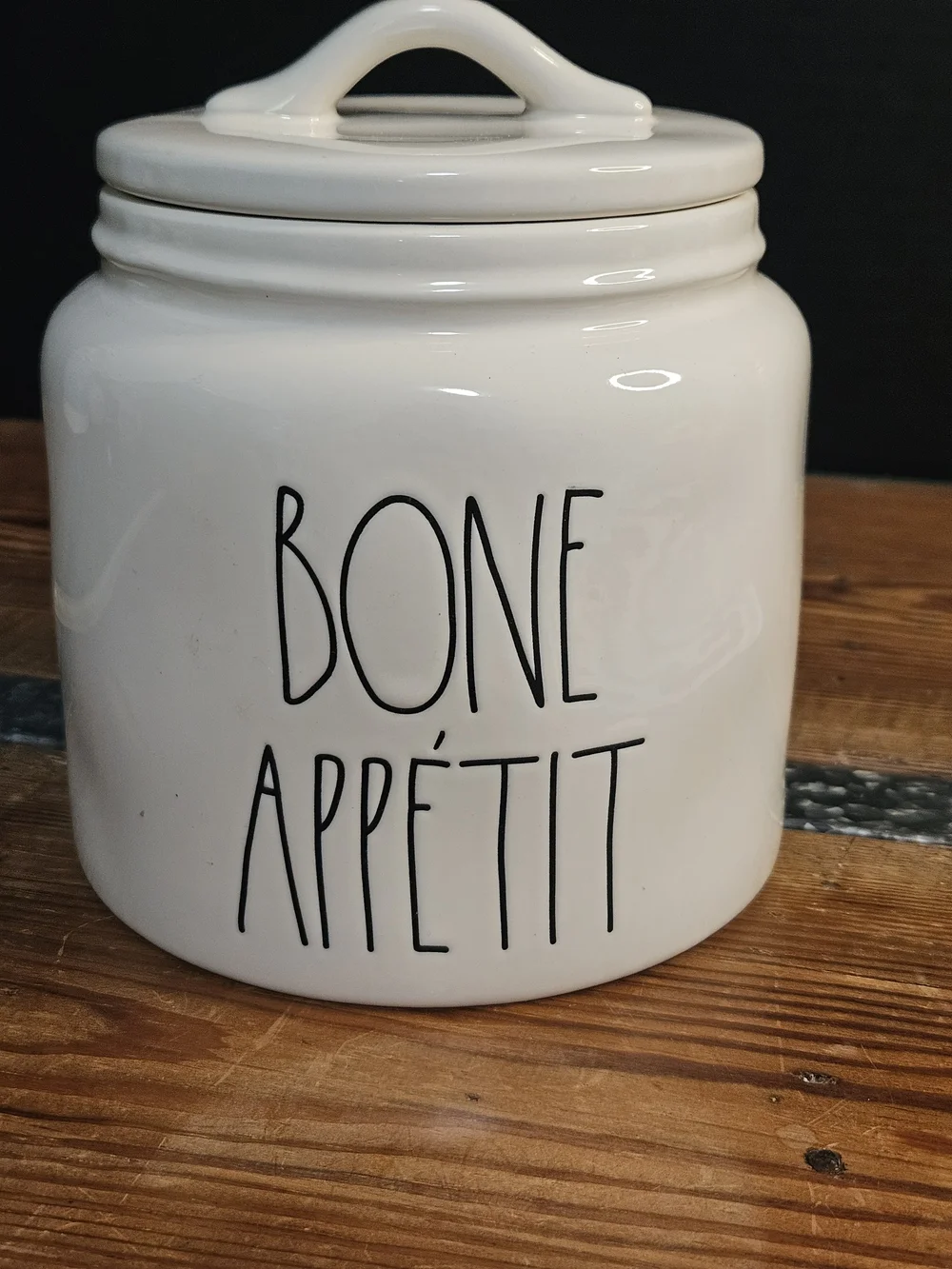 Rae Dunn White Ceramic 'Bone Appétit' Canister